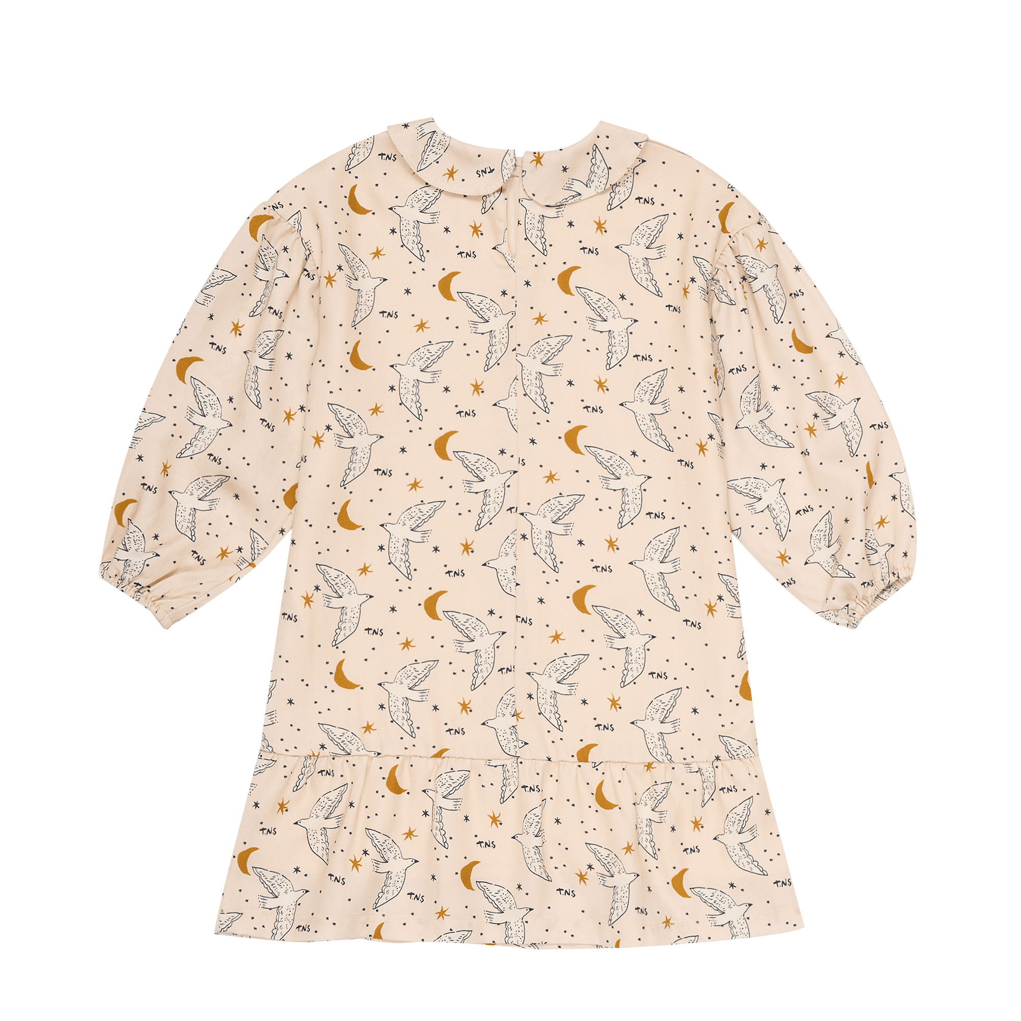 Robe ample col claudine en coton | Beige