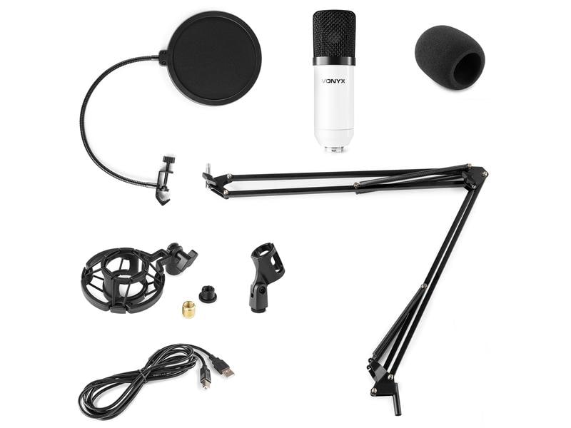 Vonyx Kondensatormikrofon CMS300W Studio-Set Weiss Kondensator Studiomikrofon Set