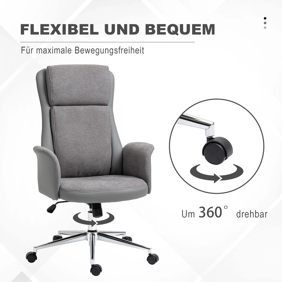 Vinsetto Bürostuhl mit Wippfunktion grau