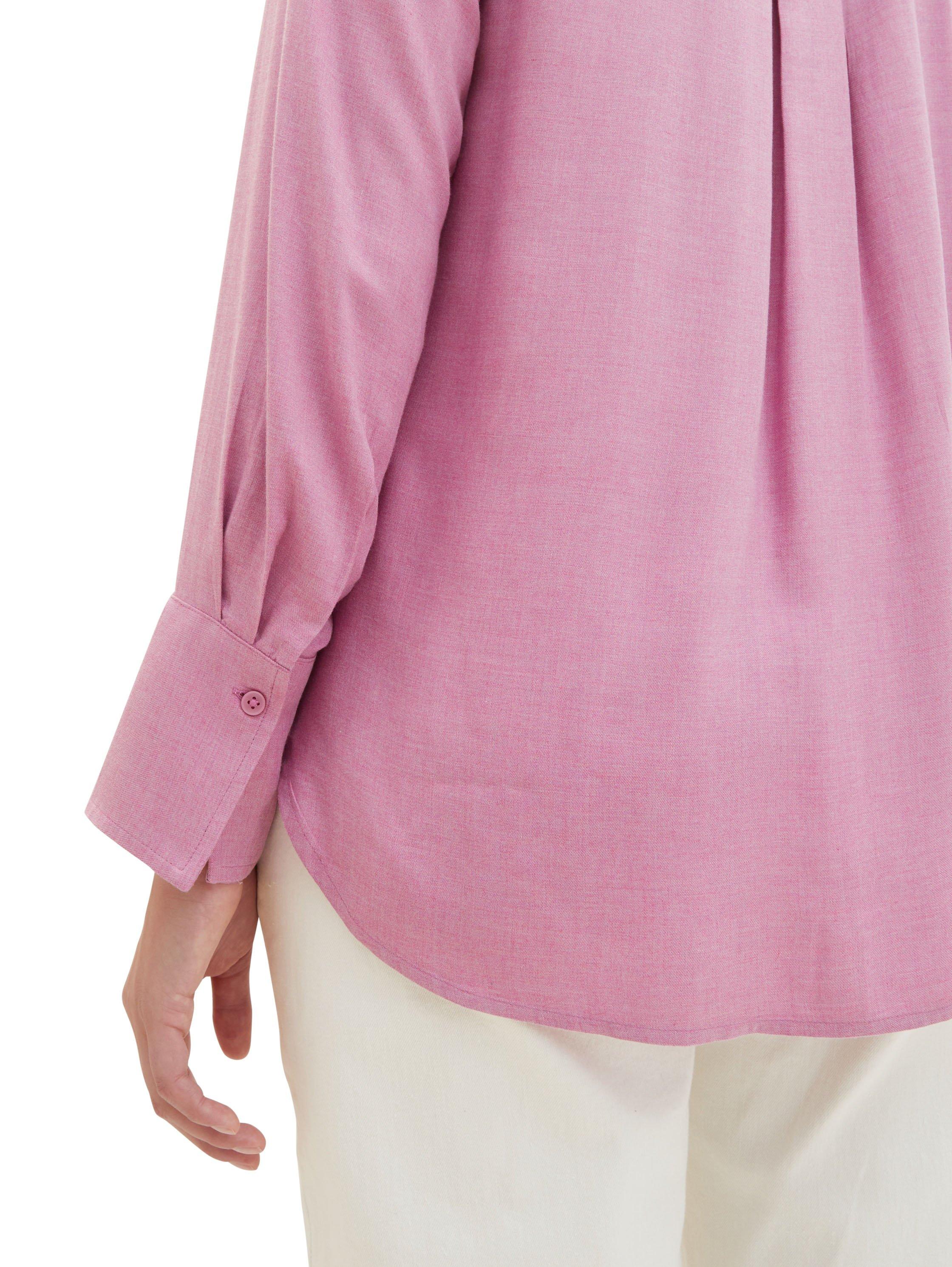 Melierte Bluse mit Rundhalsausschnitt und Brusttasche