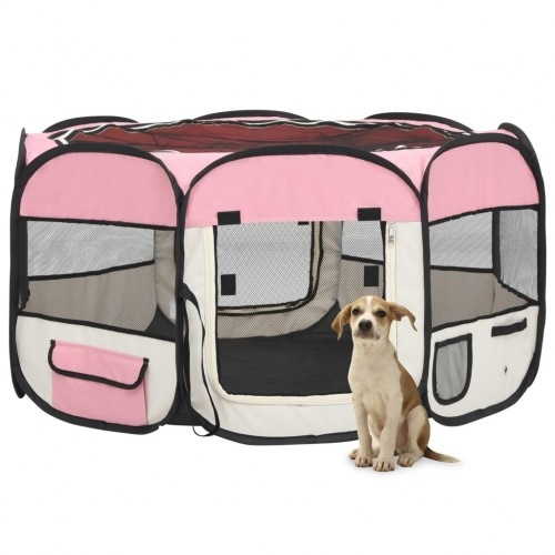 Parque para cães em lona rosa