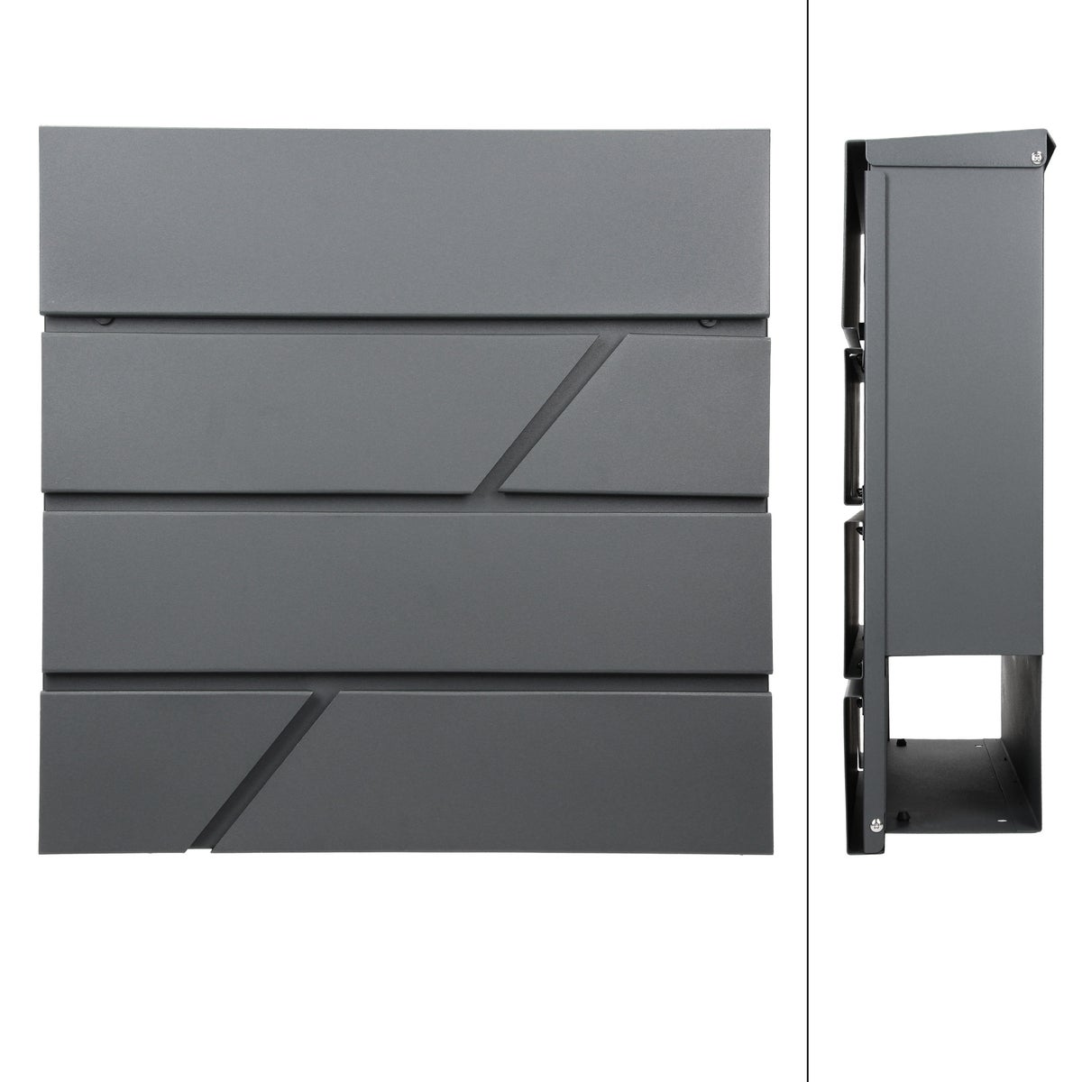 ECD Duitsland Brievenbus met krantenvak 37x11x37 cm van gepoedercoat roestvrij staal, antraciet, inclusief 2 sleutels en bevestigingsmateriaal - Moderne design wandbrievenbus met krantenvak