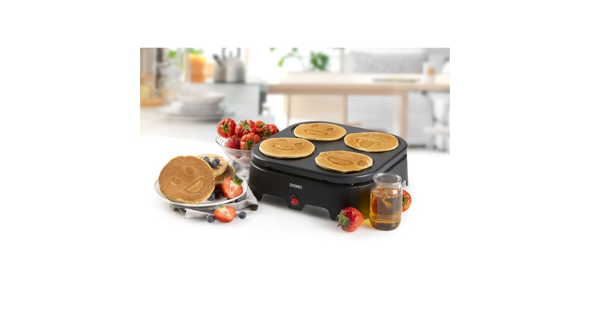 DomoPannenkoekenplaat 'Emoji party' DO8718P pannenkoekmaker  (Zwart)