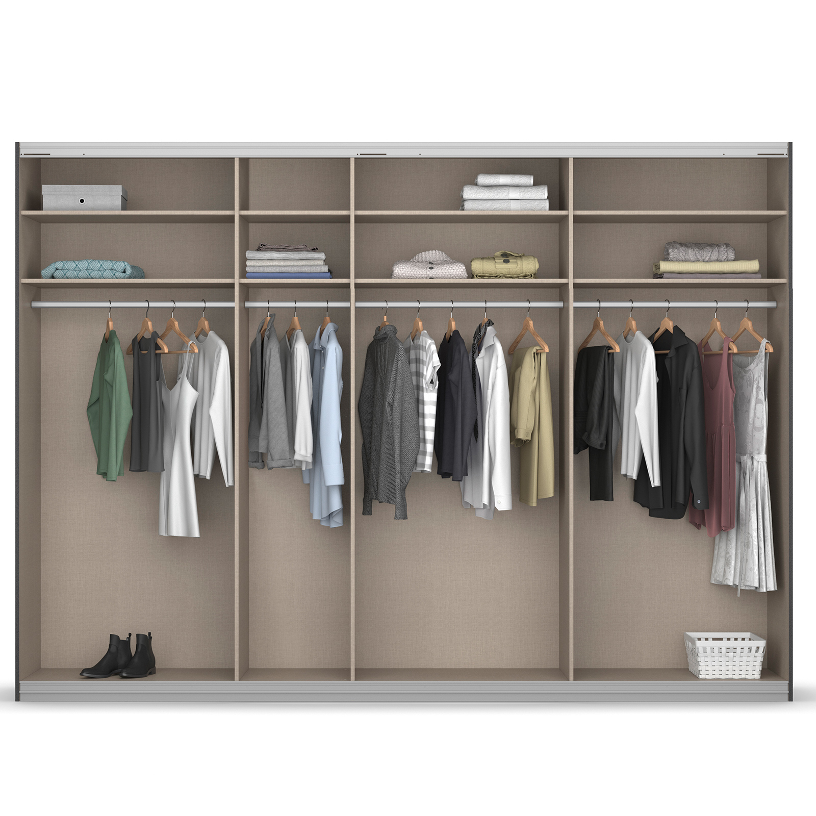 Schwebetürenschrank - weiß Hochglanz - Alpinweiß - 2 Spiegeltüren - 315x231 cm