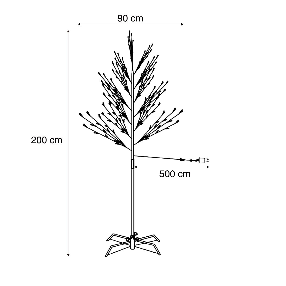 Kerst kerstboom zwart 200cm incl. LED IP44 - Vixen