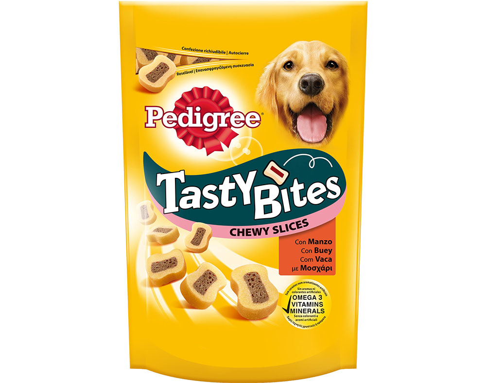 SNACKS PARA CÃO PEDIGREE TASTY BITES CHEWY SLICES COM VACA 155G
