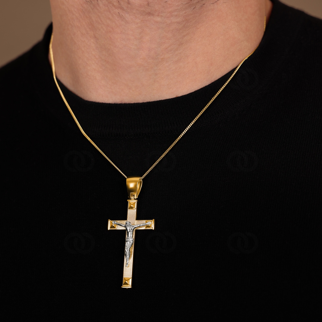 Anhänger 750/18 K Gelbgold Kreuz mit Jesus 59 x 27 mm