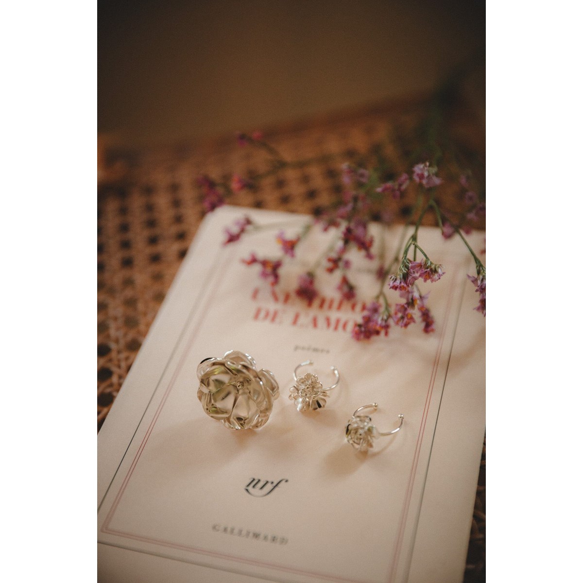 maxi bague fleur plaqué argent - AGLAÉ
