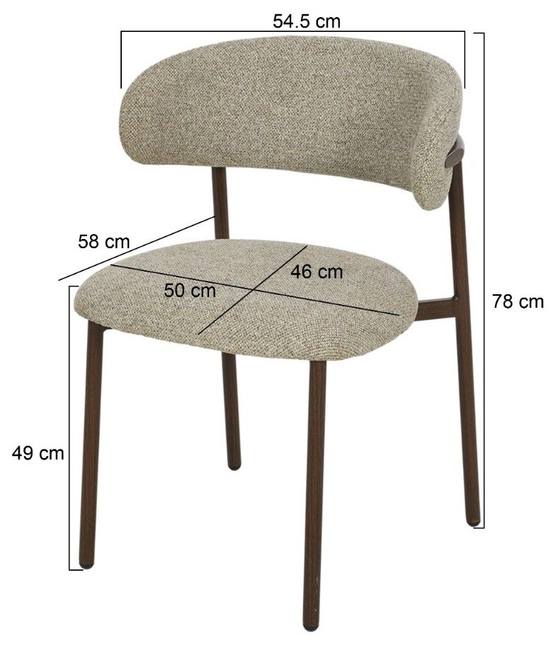 Eetkamerstoel Walnut Micah B54.5 x D58 x H78 cm