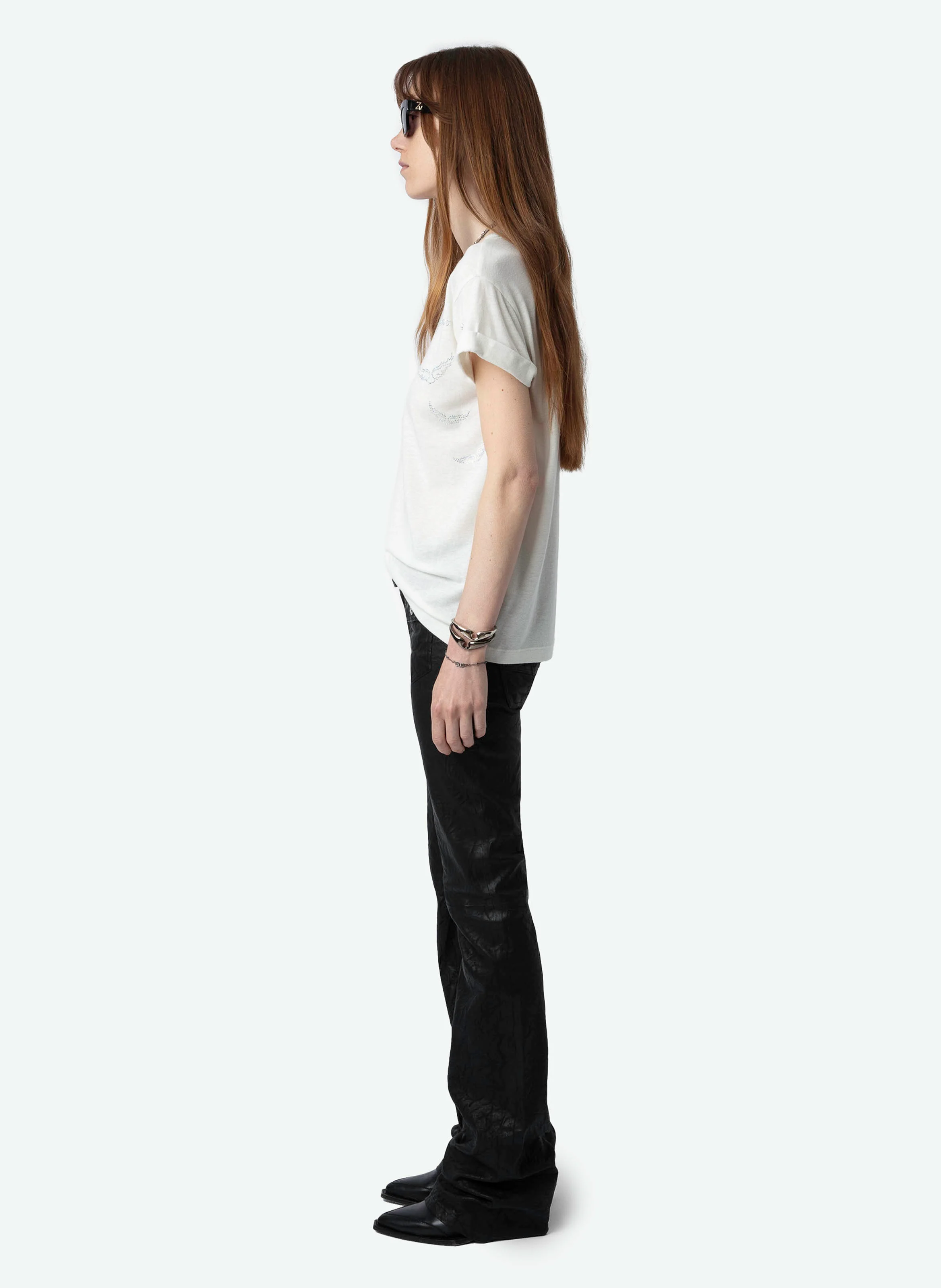 ANYA - Tee-shirt manches courtes en coton et lin mélangés | Blanc