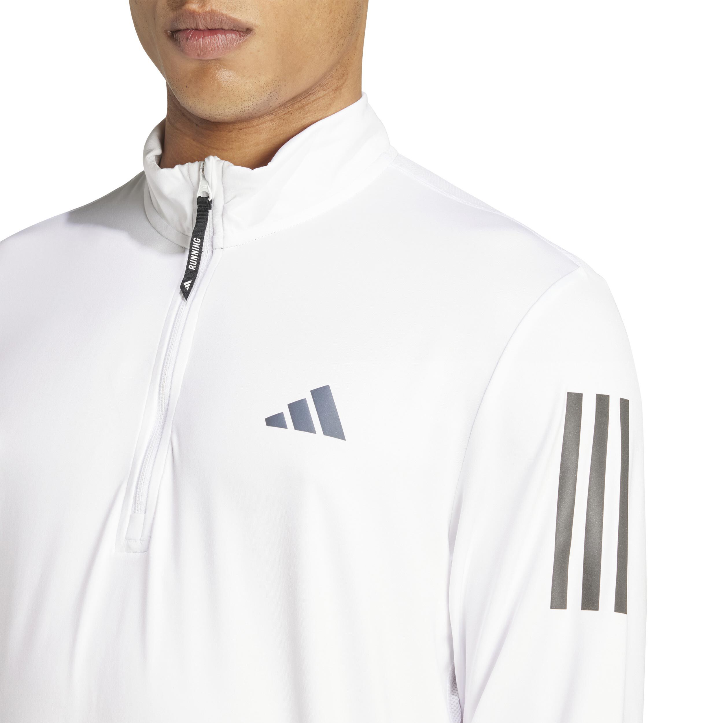 adidas Own The Run Half Zip Haut Manches Longues Hommes - Blanc