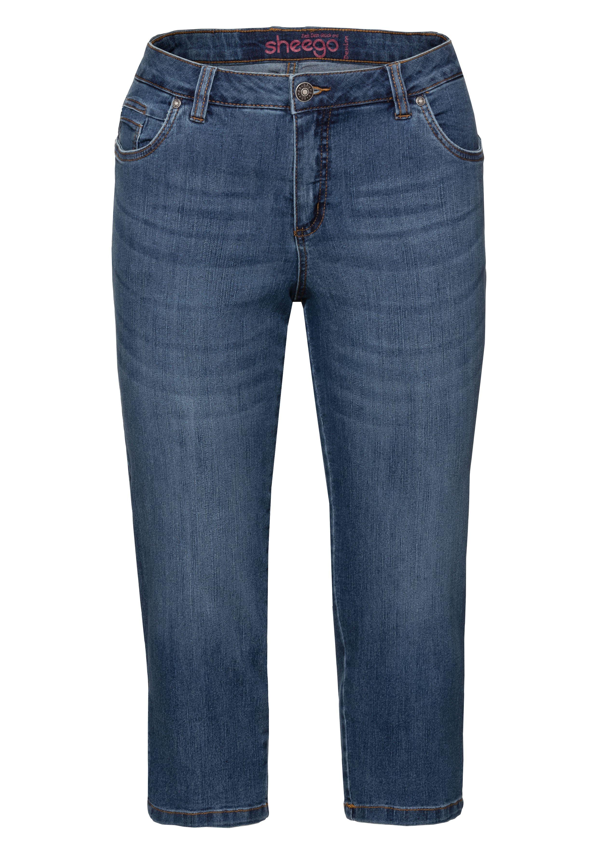 Caprijeans mit Used-Effekten