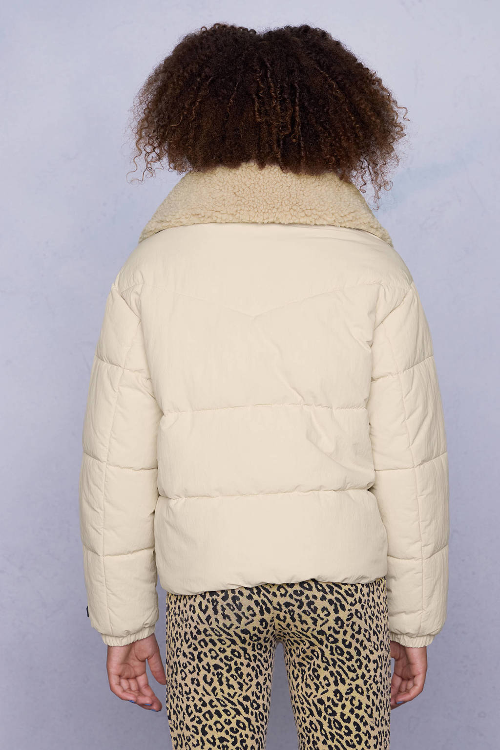 Coolcat Puffer Winterjas Joycemet Teddy Kraag Zand