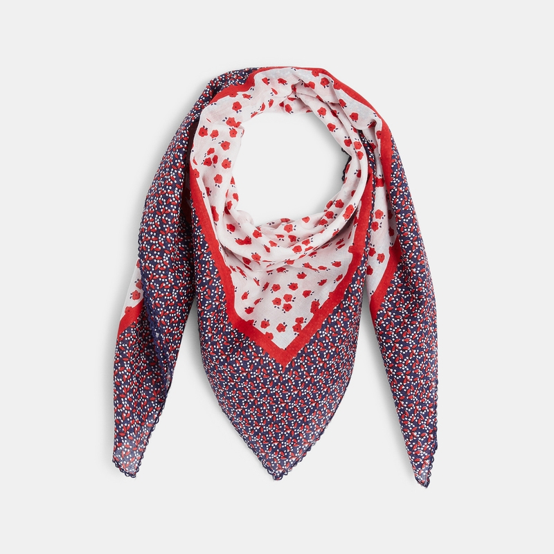 Foulard imprimé en popeline bleu fille