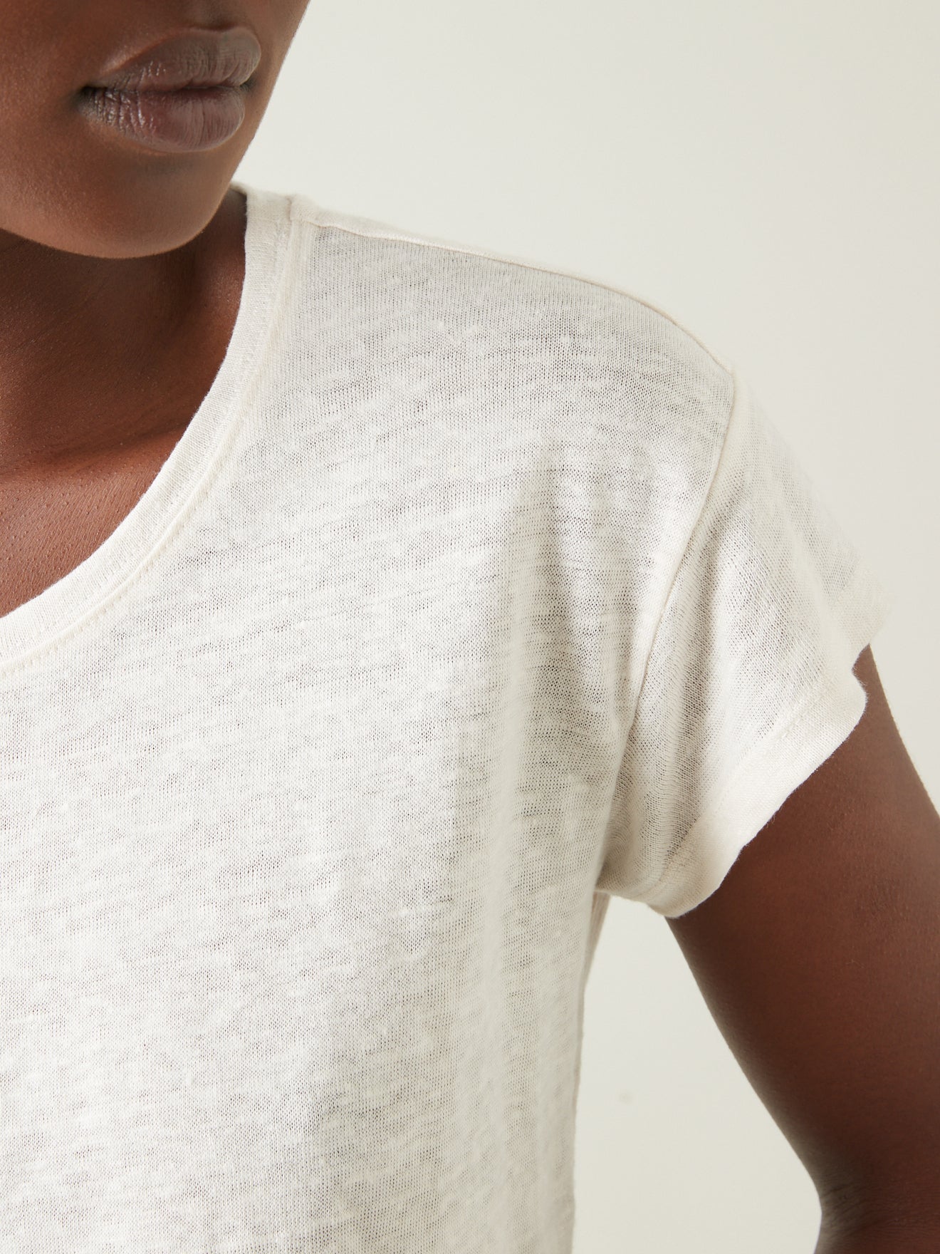 T-shirt lin femme col rond