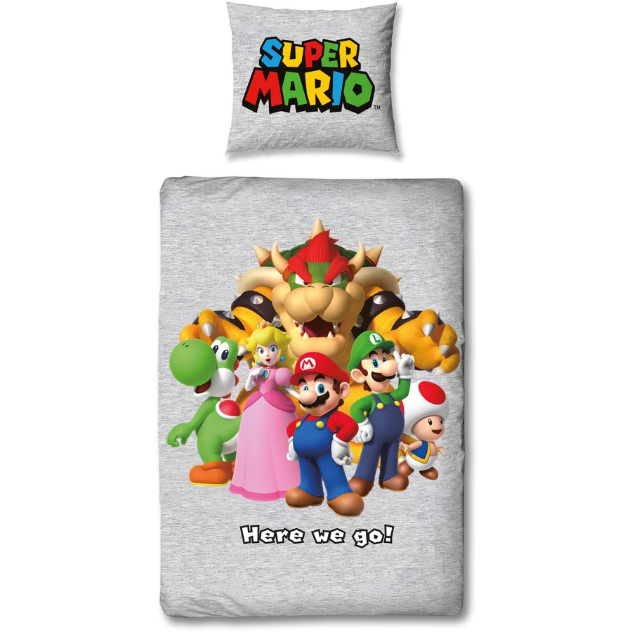 MTOnlinehandel Bettwäsche Nintendo Kinder-Bettwäsche für Mädchen und Jungen, 80x80 + 135x200 Nintendo Super Mario Team