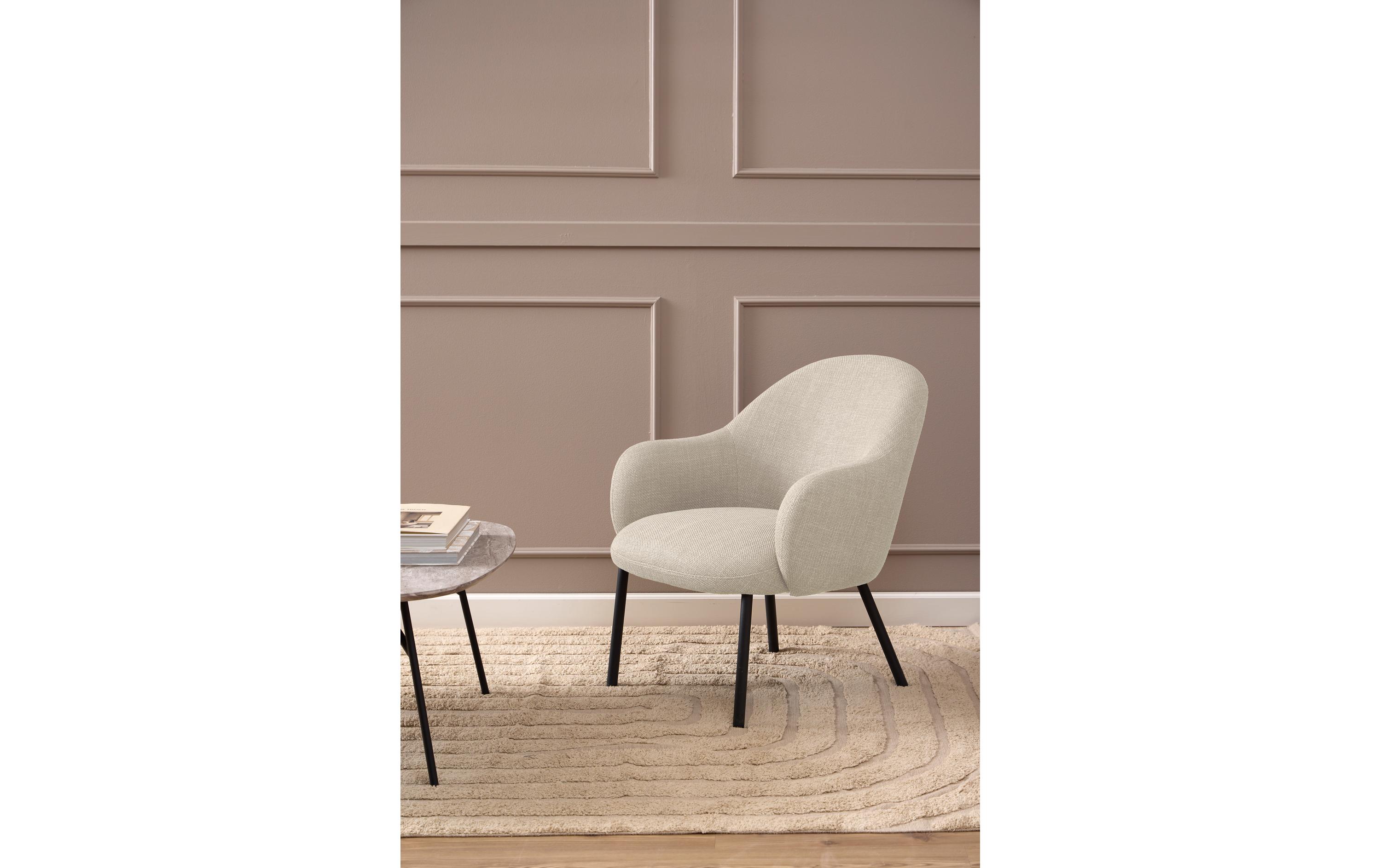 Sessel Spencer Polyurethan (PU)/Stahl, Beige<br>Eleganter Loungesessel mit klarer und runder Silhouette