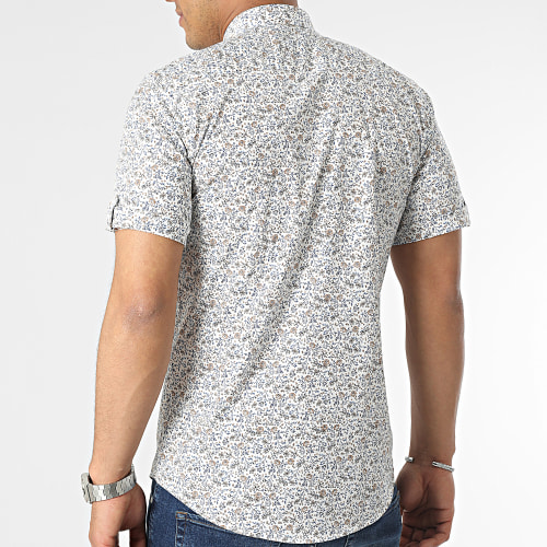 Chemise Manches Courtes Floral Blanc