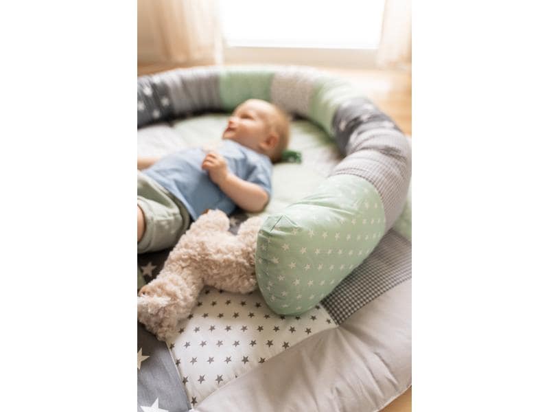 Ullenboom Nestschlange Mint/Grau 300 cm Bettschlange für Babybett