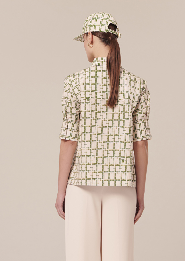 Chemise Cameronécrue à motif graphique en popeline
