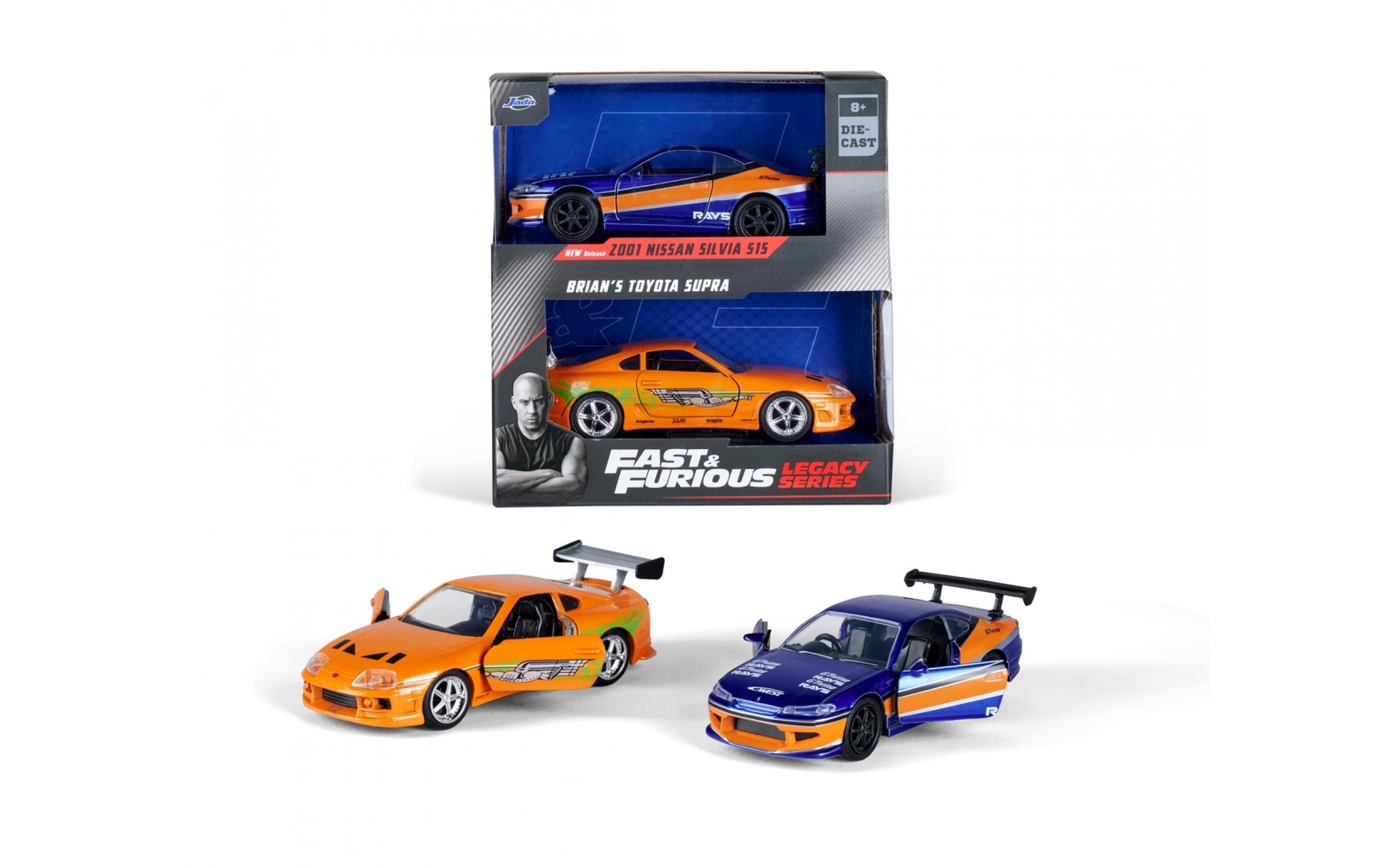 Fast & Furious Twin Pack Wave 3/2 1:32Fast & Furious Modellautos: 2001 Nissan Silvia S15 & Brian's Toyota Supra MK4