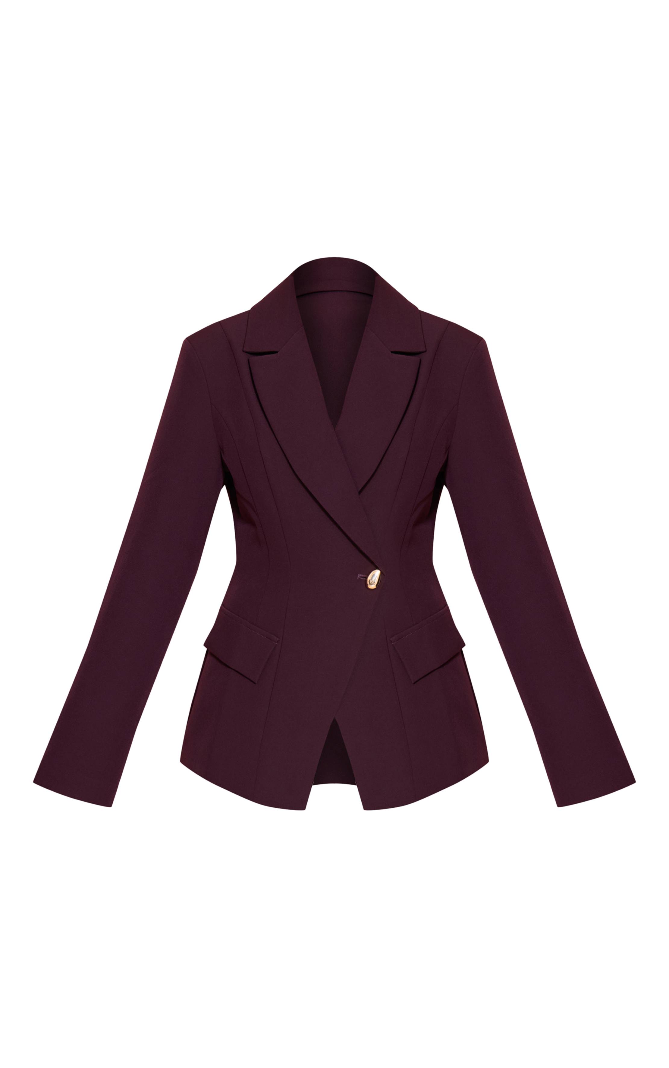 Chocolate Plum Blazer À Taille Cintrée Et Col À Revers Pointus