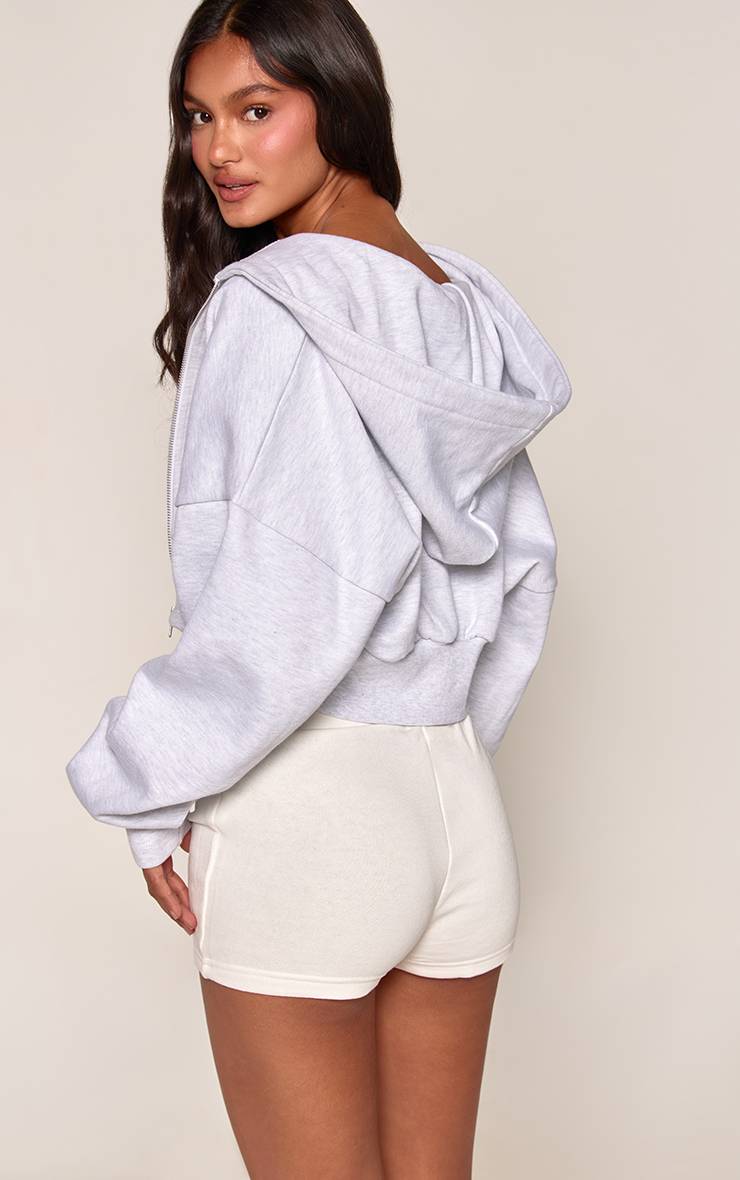 Gris Cendré Veste Courte Zippée À Manches Ballon