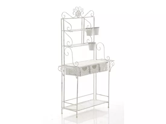 Étagères sur pied - Métal - 94 x 30 x 149cm - Blanc antique - Shine