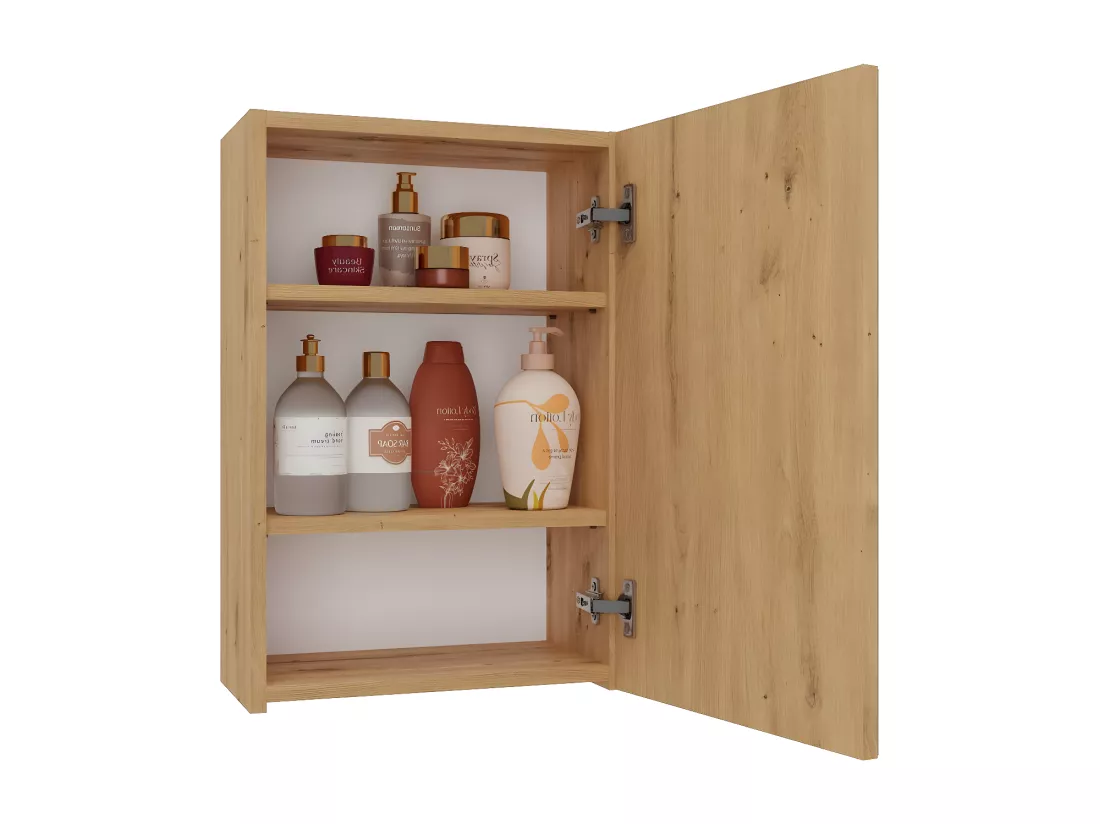 TONNI - Armoire de toilette murale 1 porte - Meuble SDB avec miroir - Dimensions 40x22x60 cm - Rangement Salle de bain