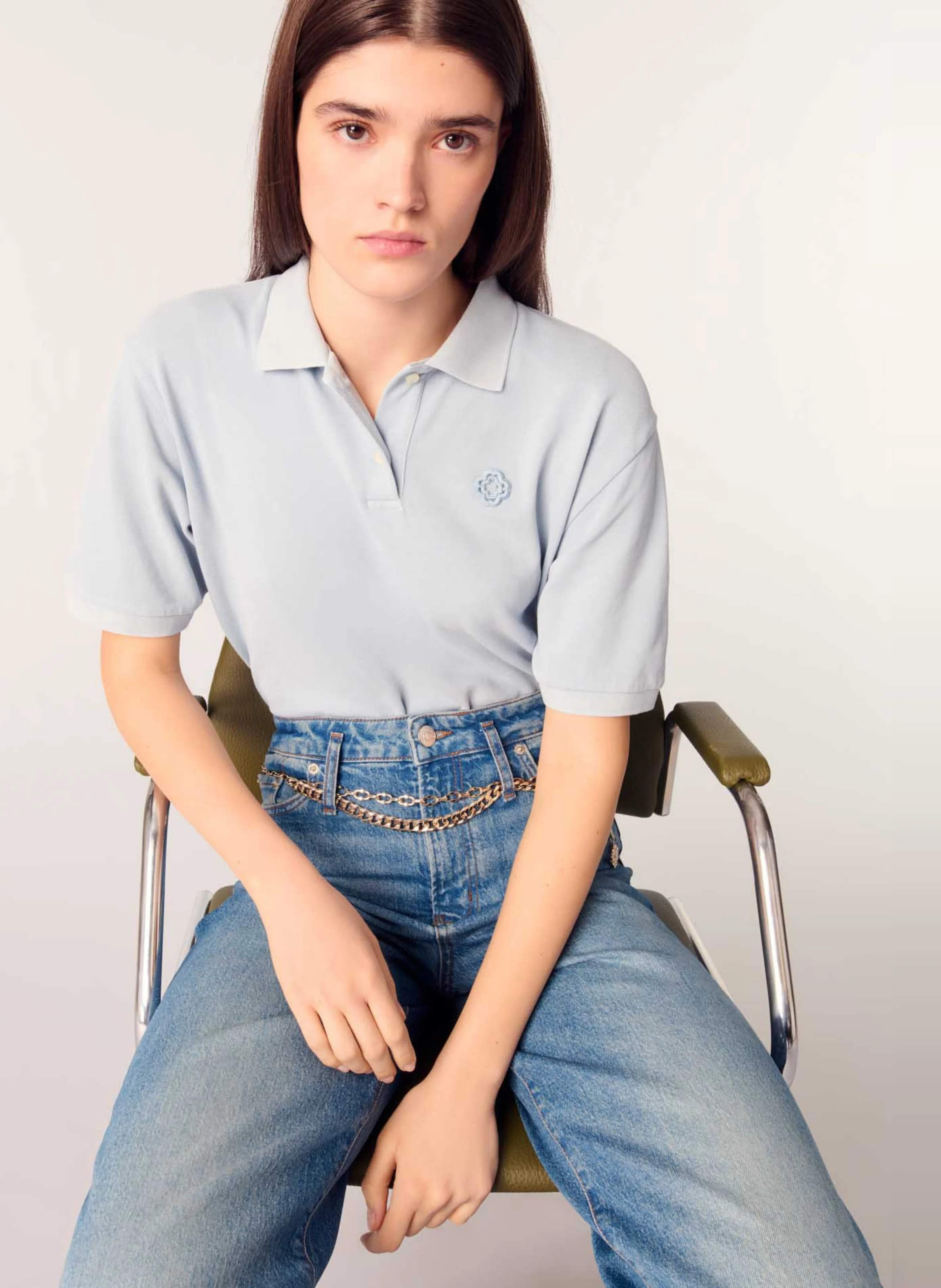 Jean large en denim de coton | Bleu