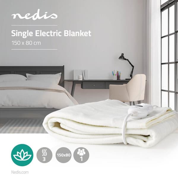 Elektrisk Teppe | Underblanket | 1 Person | 150 x 80 cm | 3 Varmeinnstillinger | Vaskbar | Overopphetings vern | Polyester