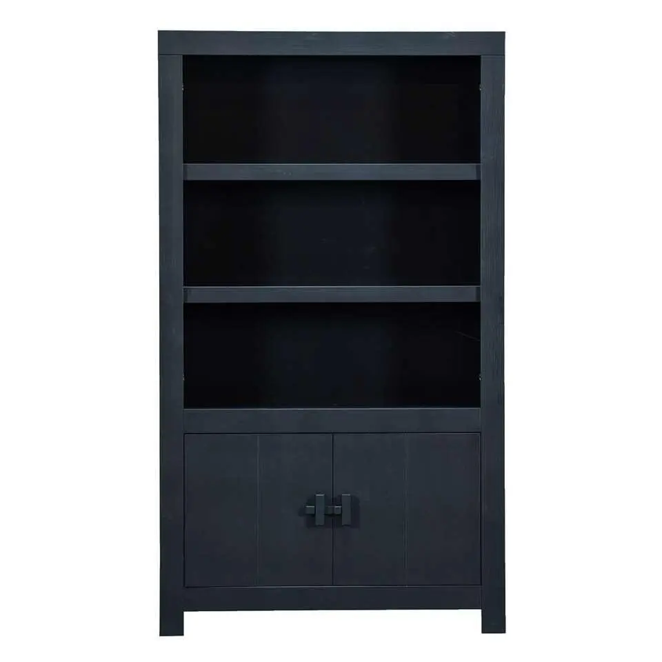 WOOOD open kast Benson - matzwart - 200x115x37 cm