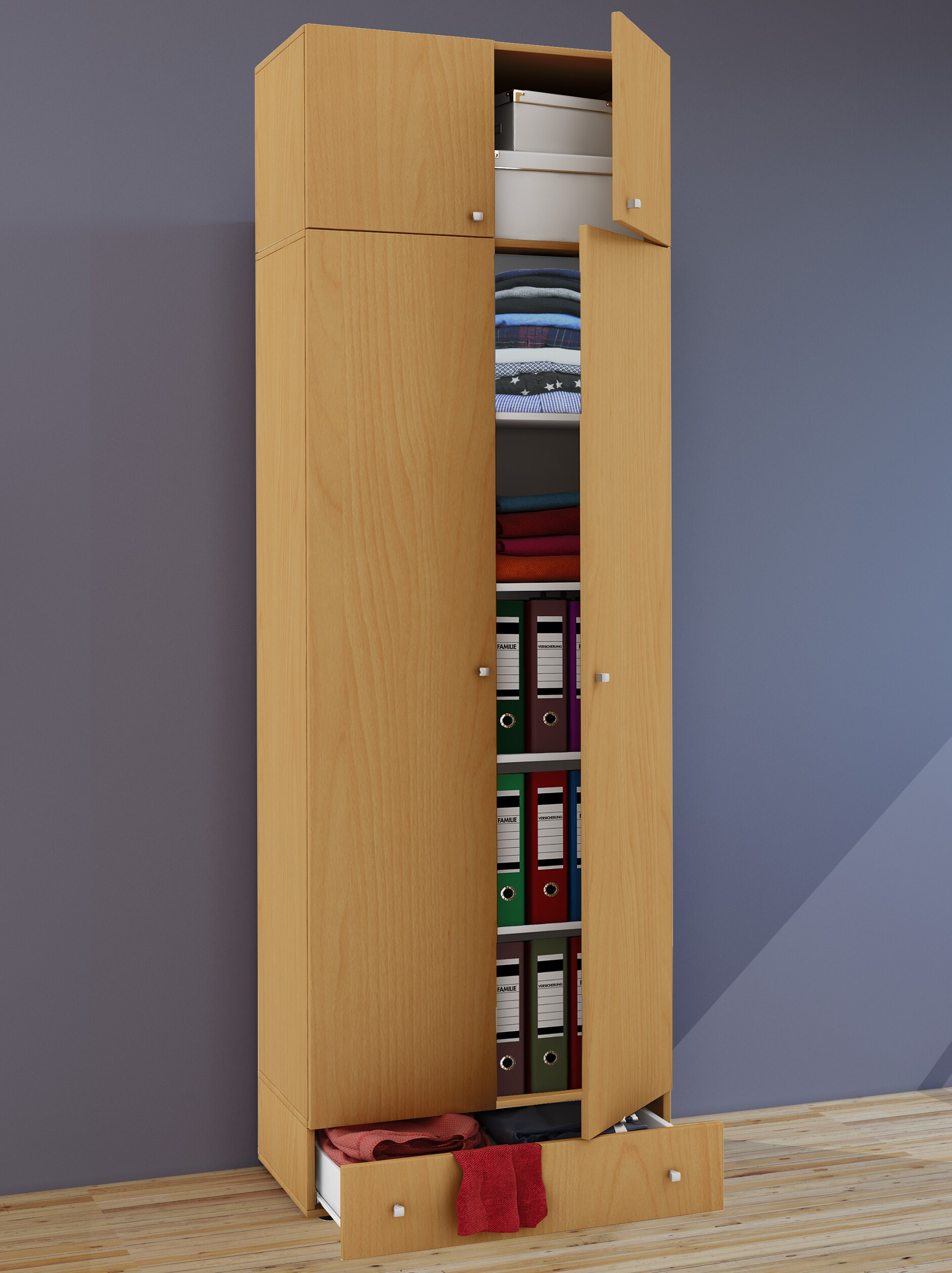 VCM Holz Kleiderschrank Mehrzweckschrank Flurschrank Allzweckschrank Vandol