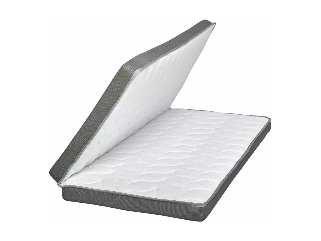 Pack lit gigogne avec matelas 80x200 cm panneaux de fibres blanc et bois AMI