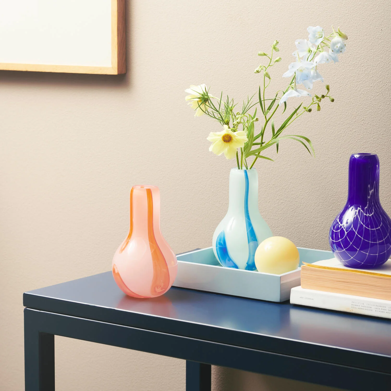 Kodanska  Flow vase mini, Light Blue/Stripes - H15 cm.