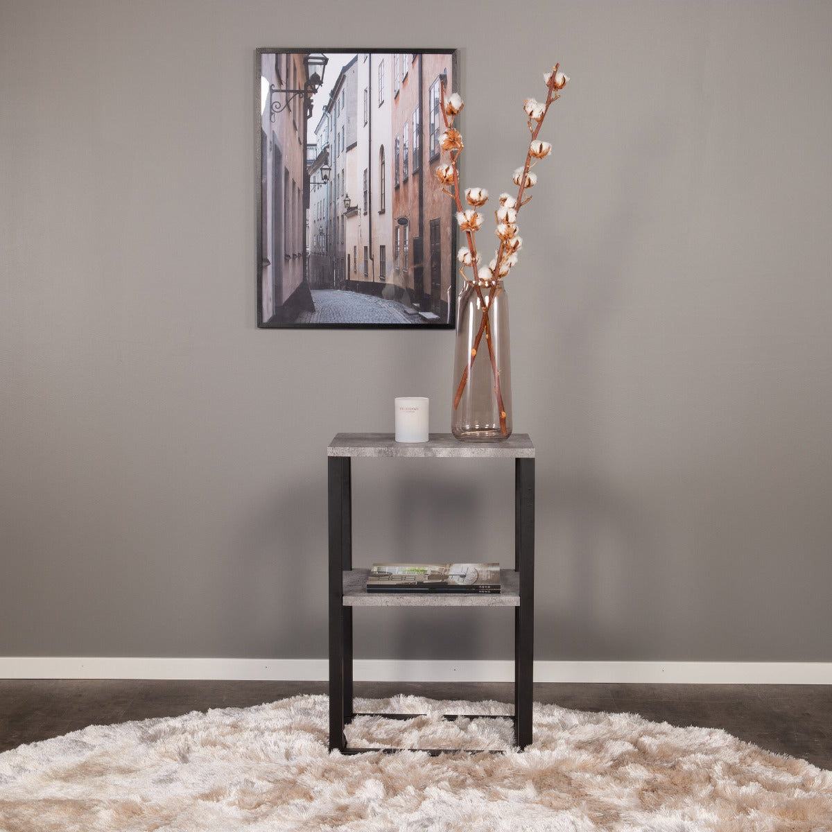 FjÃ´rd - Nachtkastje Zwart Betonlook - 55x30x70cm - Rise