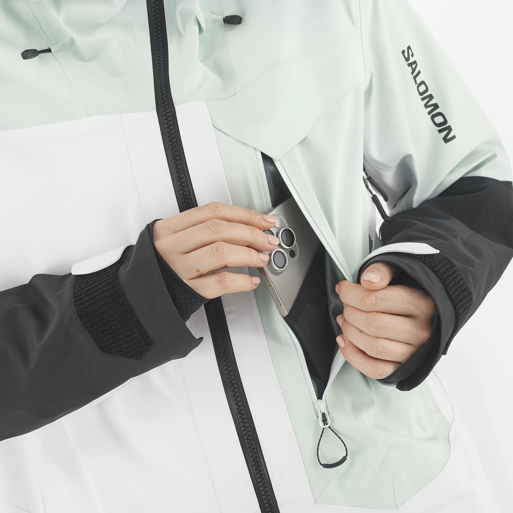 Salomon Moon Patrol Goretex Jkt W Misty Blue / White / Deep Black