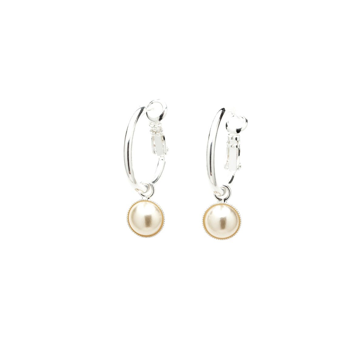 mini boucles d'oreilles créoles perles plaqué argent - NÉLYA