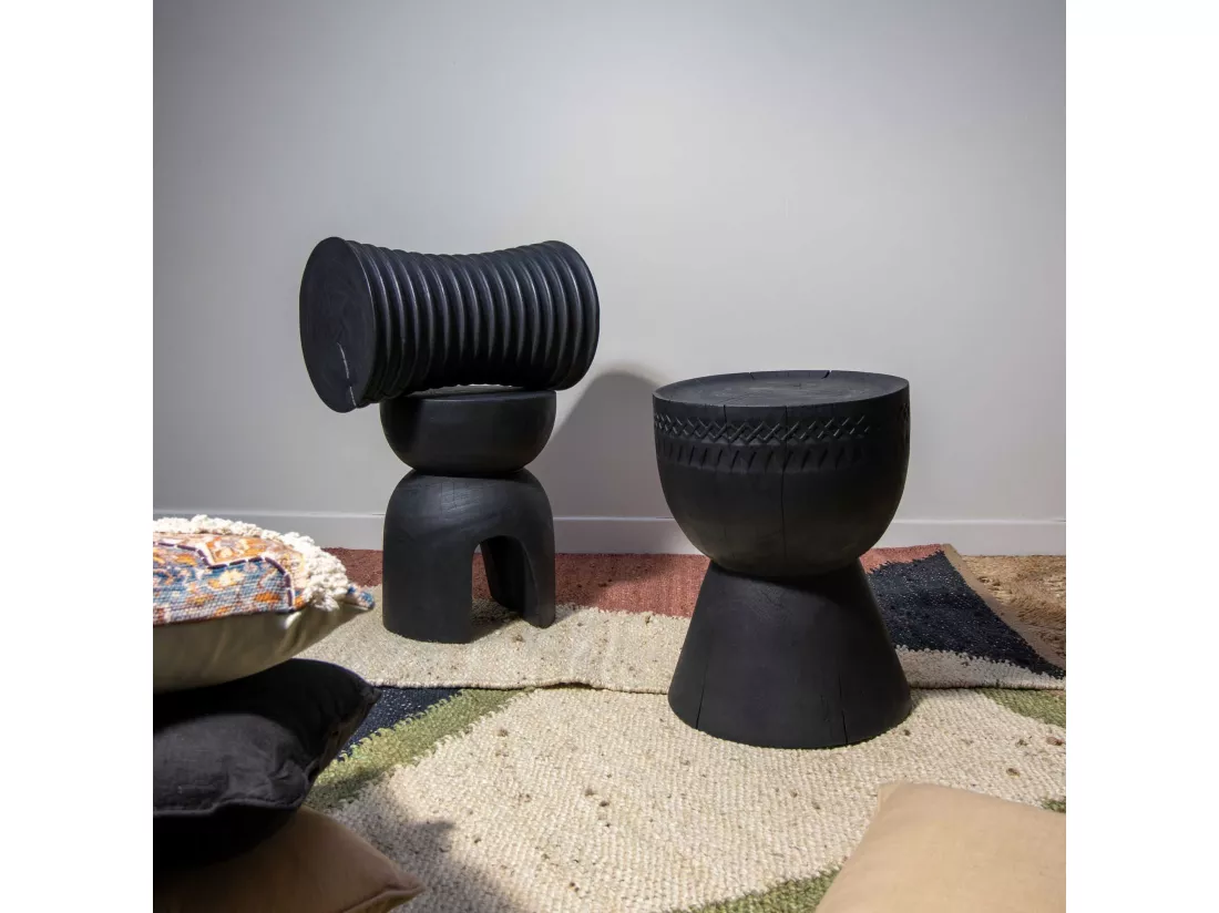 Now's Home - Meuble D'appoint En Bois D'acacia Brule