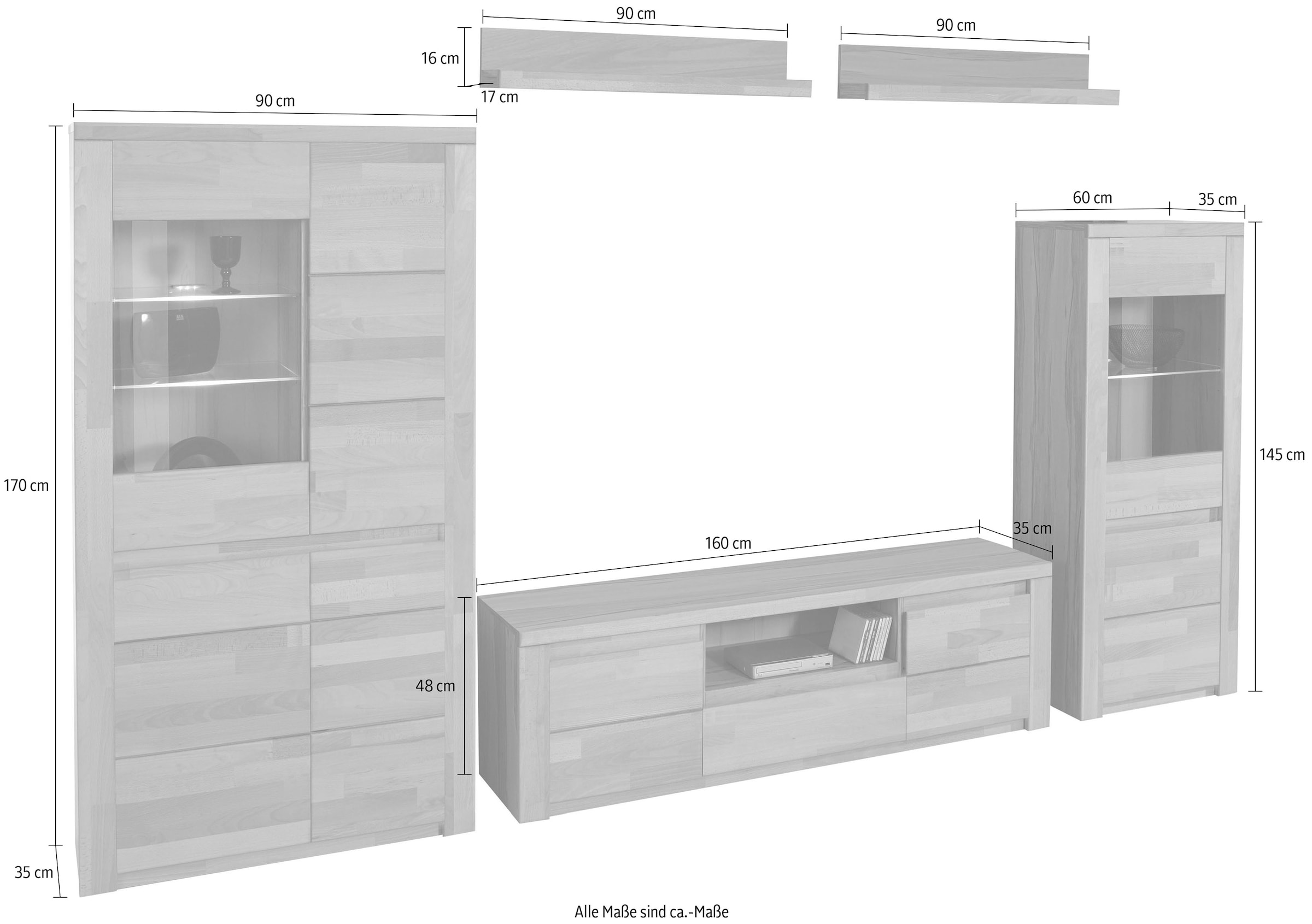 Home affaire Wohnwand »Burani« Set, 4 Stk. tlg.