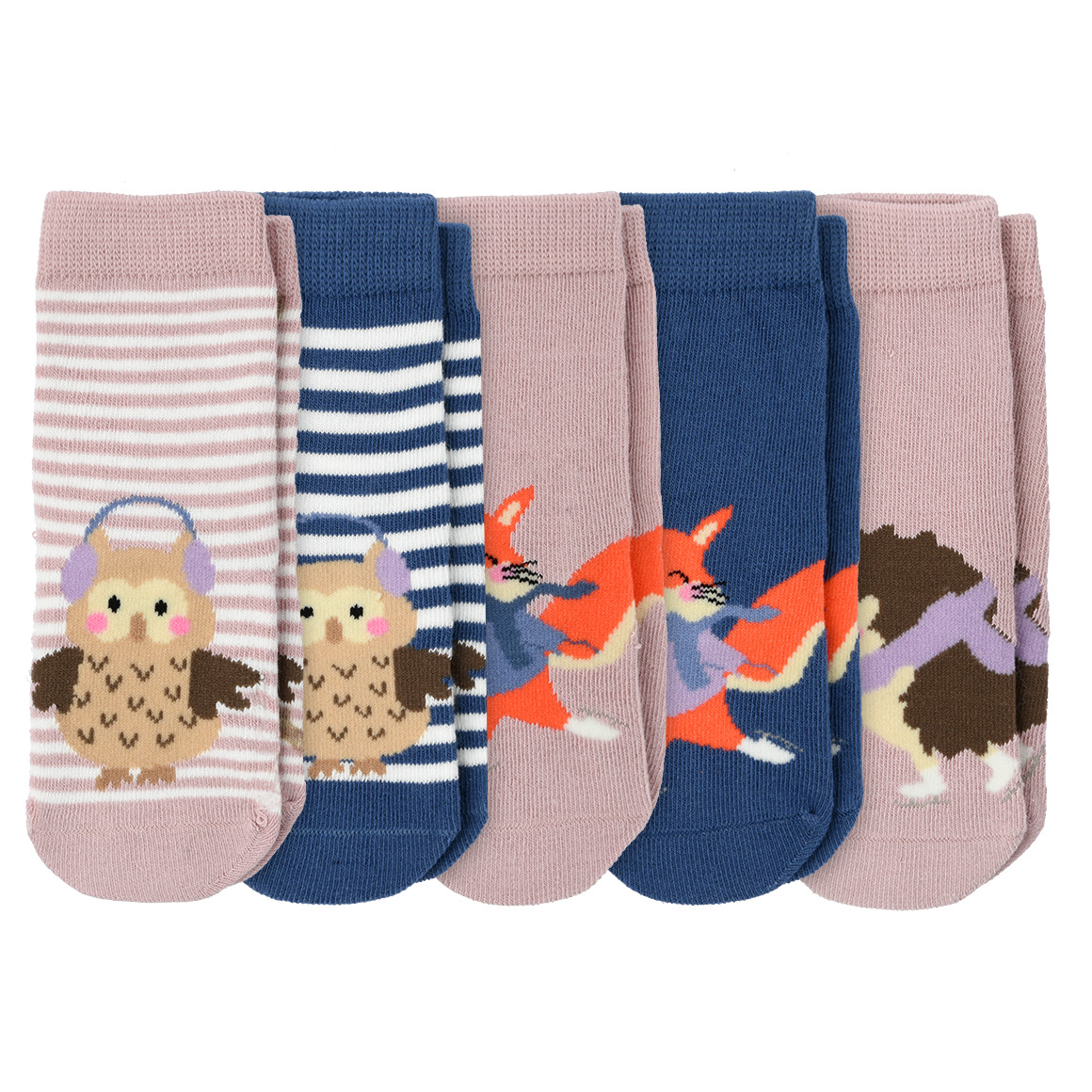 Topomini 5 Paar Baby Socken in verschiedenen Dessins rosa / dunkelblau