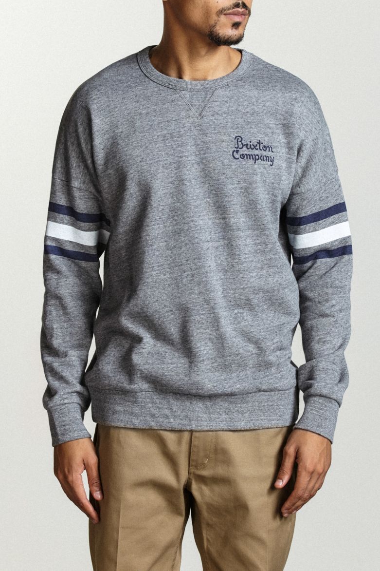 Brixton Barton Crew Heather Grey L