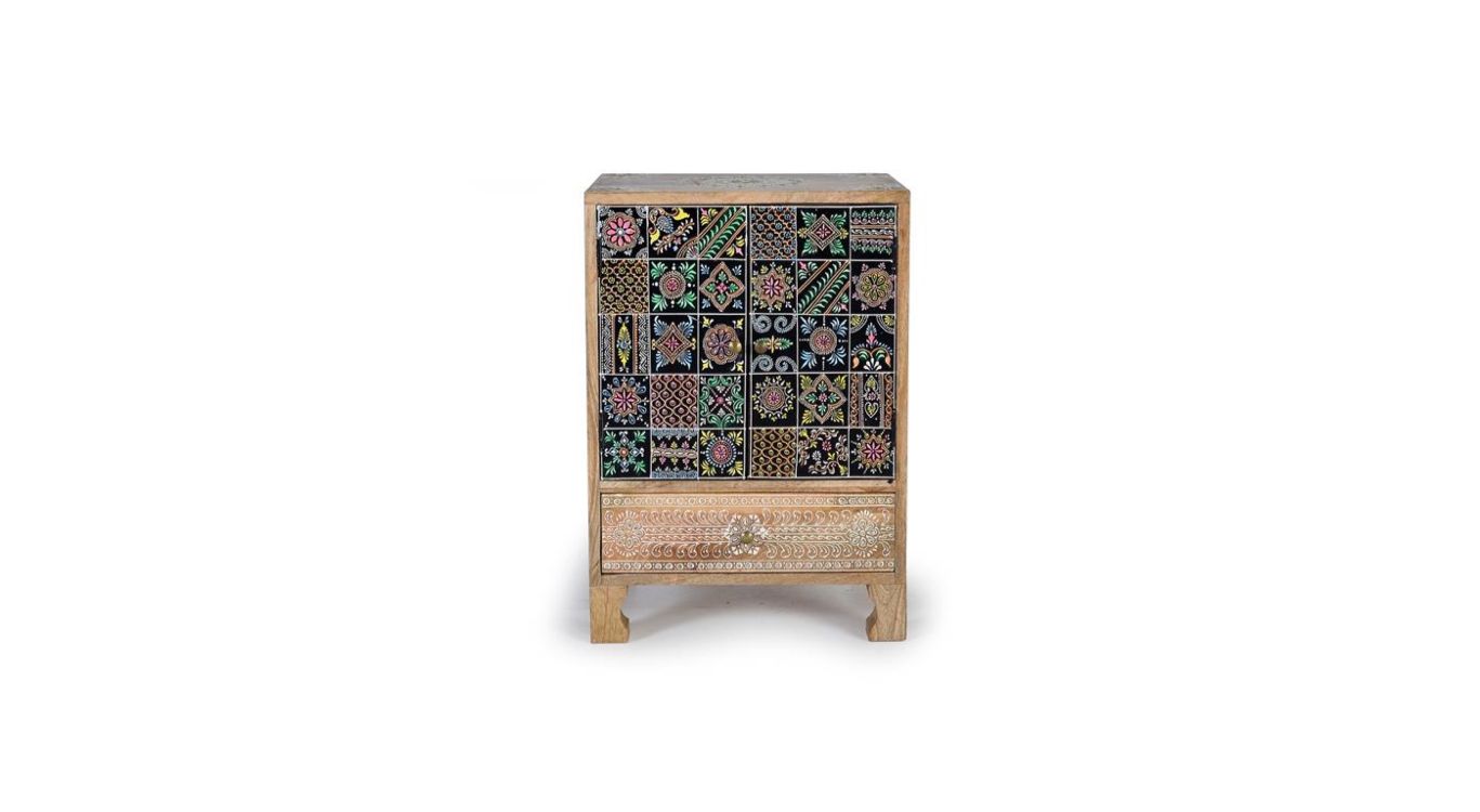 Table de chevet 1 tiroir bois marron 43x30x60cm