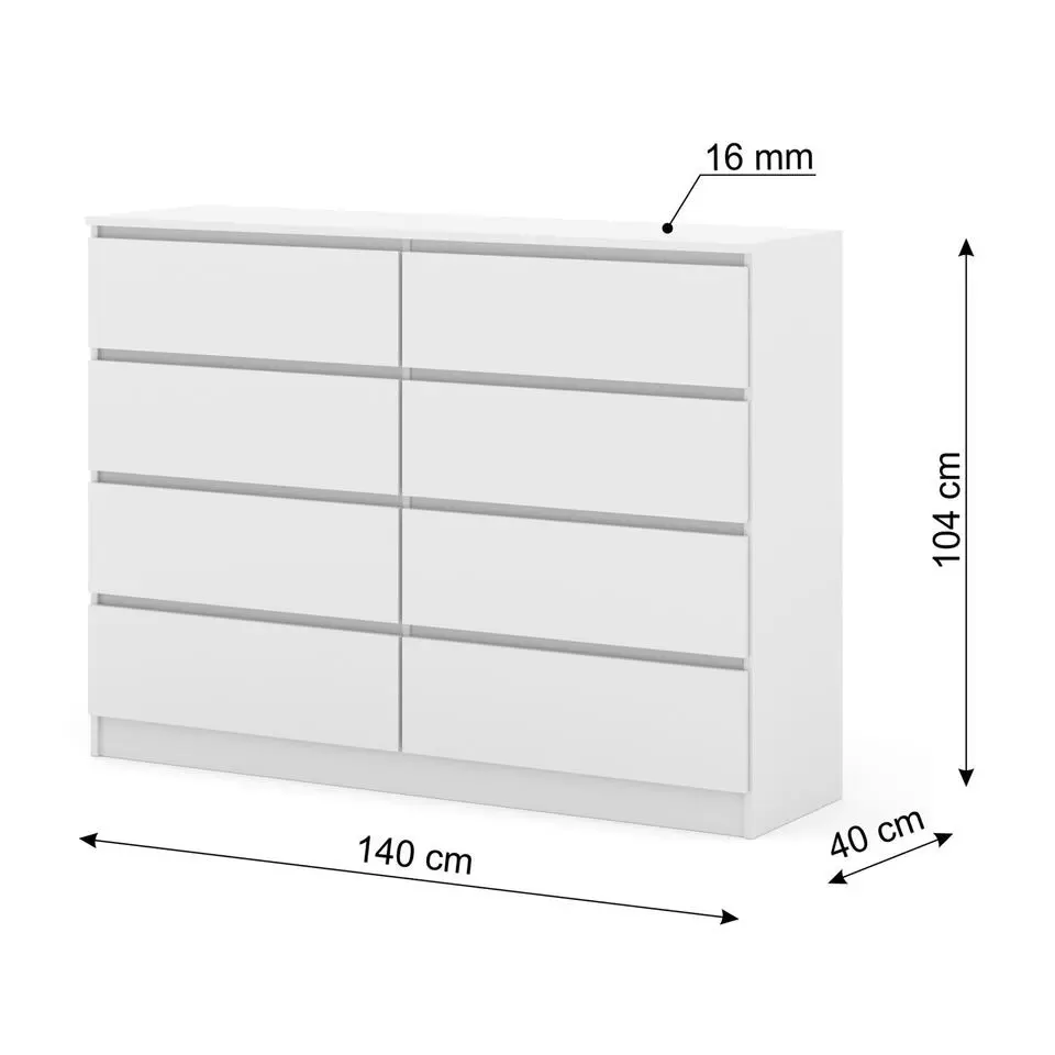 Maja dressoir S8 140 cm wit mat