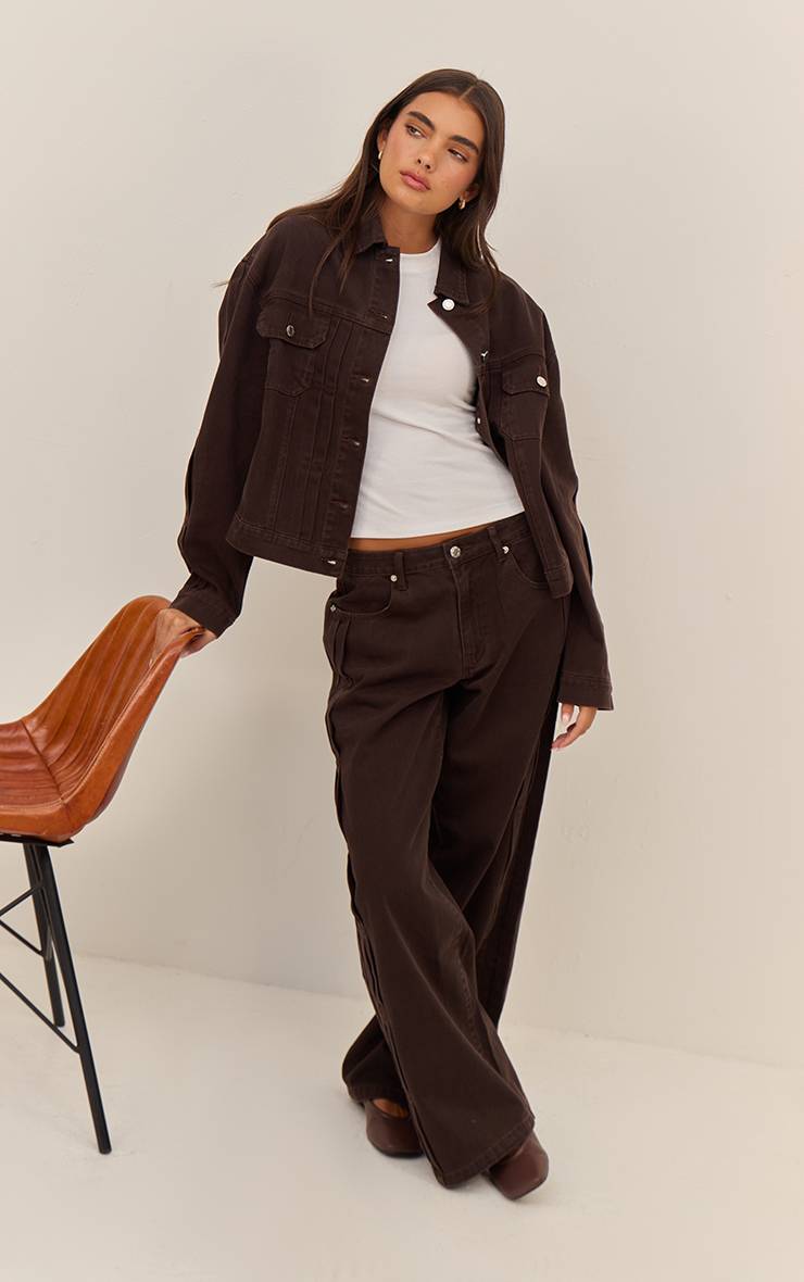 Dark Chocolate Veste En Jean Oversize À Détails Plissés