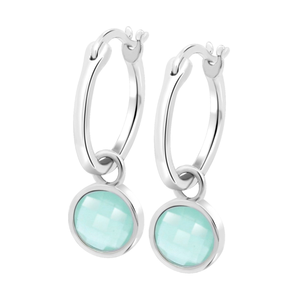 Boucles D'oreilles Créoles argent Lotus Silverpierre bleue