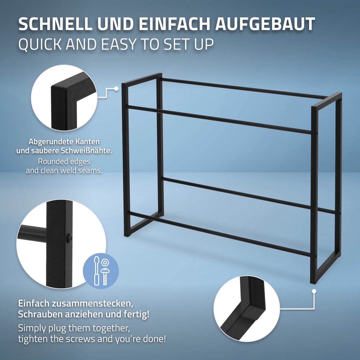 ML-Design Drankkrattenrek, 6-8 kratten, 104x32x82,5 cm, staal, vrijstaand, staand rek voor drankkratten, drankenrek, krattenrek, bierkrattenrek, drankkrattenstandaard, krattenstandaard