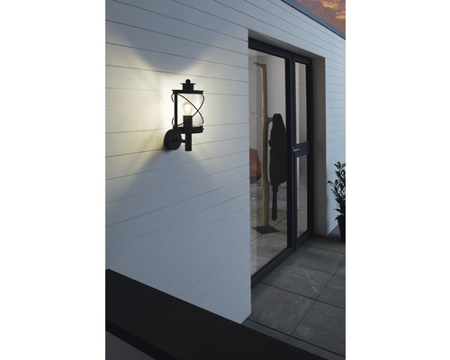 Buitenwandlamp, 1-lichts, H 28 cm, zwart