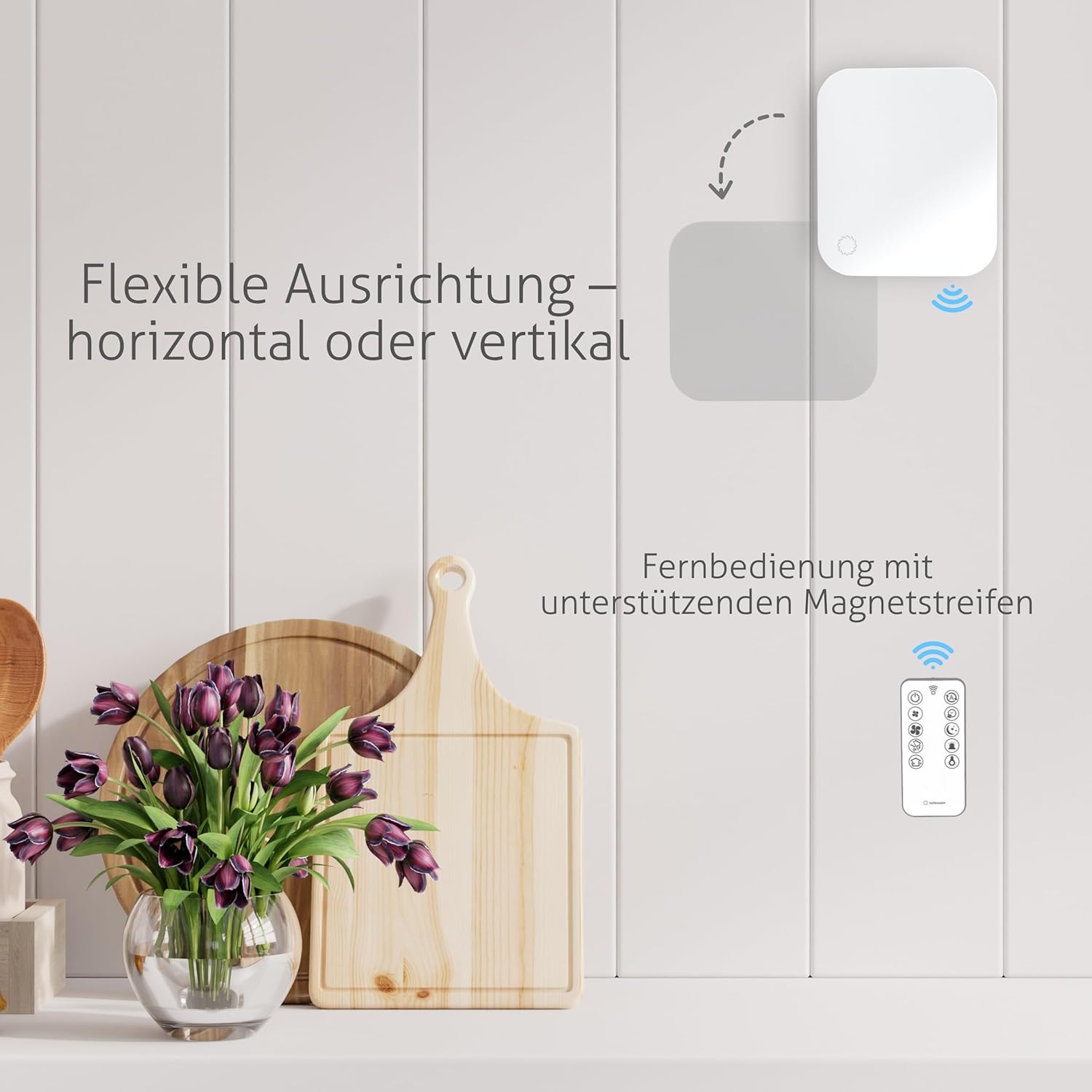 Turbionaire Trend HRV 150 WM Dezentrale Wohnraumlüftung mit Keramik-Wärmerückgewinnung, Feuchtigkeitssensor, Fernbedienung, Timer, Schlafmodus, 8 Lüftungsstufen, 3 Jahre Garantie, 158 mm