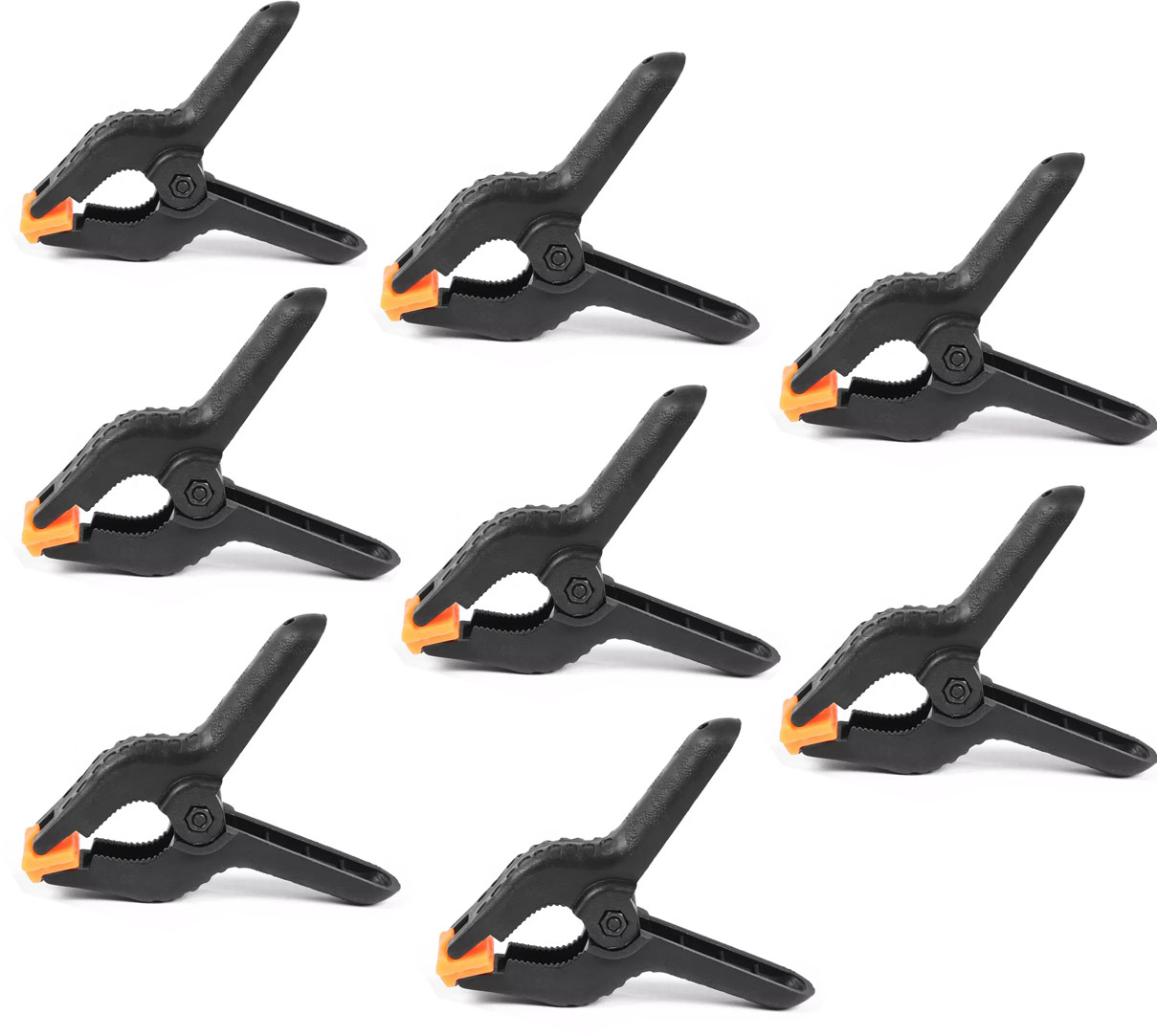 (8er Set) 15cm Universal Federklemme Einhand Zange Heimwerker Zwinge - Schwarz / Orange